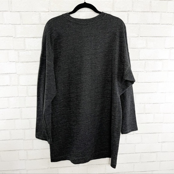 Free People Beach Charcoal Gray Long Sleeve Sweatshirt Dress - Picture 3 of 4